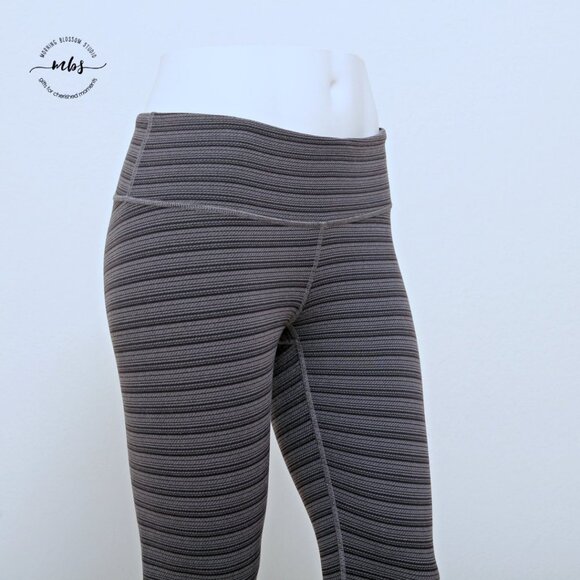 Lululemon High Times Pant Luxtreme Cyber Striped Coal Low Waist Crop Leggings - Picture 6 of 13
